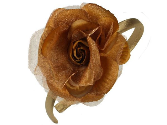 Dark Gold Rose Fascinator Headband Hair Band Bridesmaid Wedding Prom Races