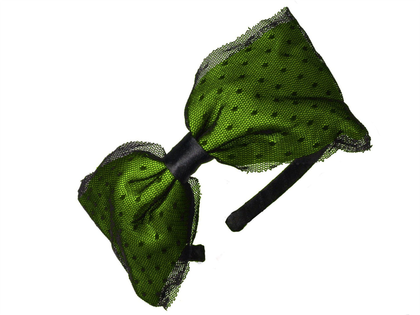 Large Green Bow with Net Alice Band