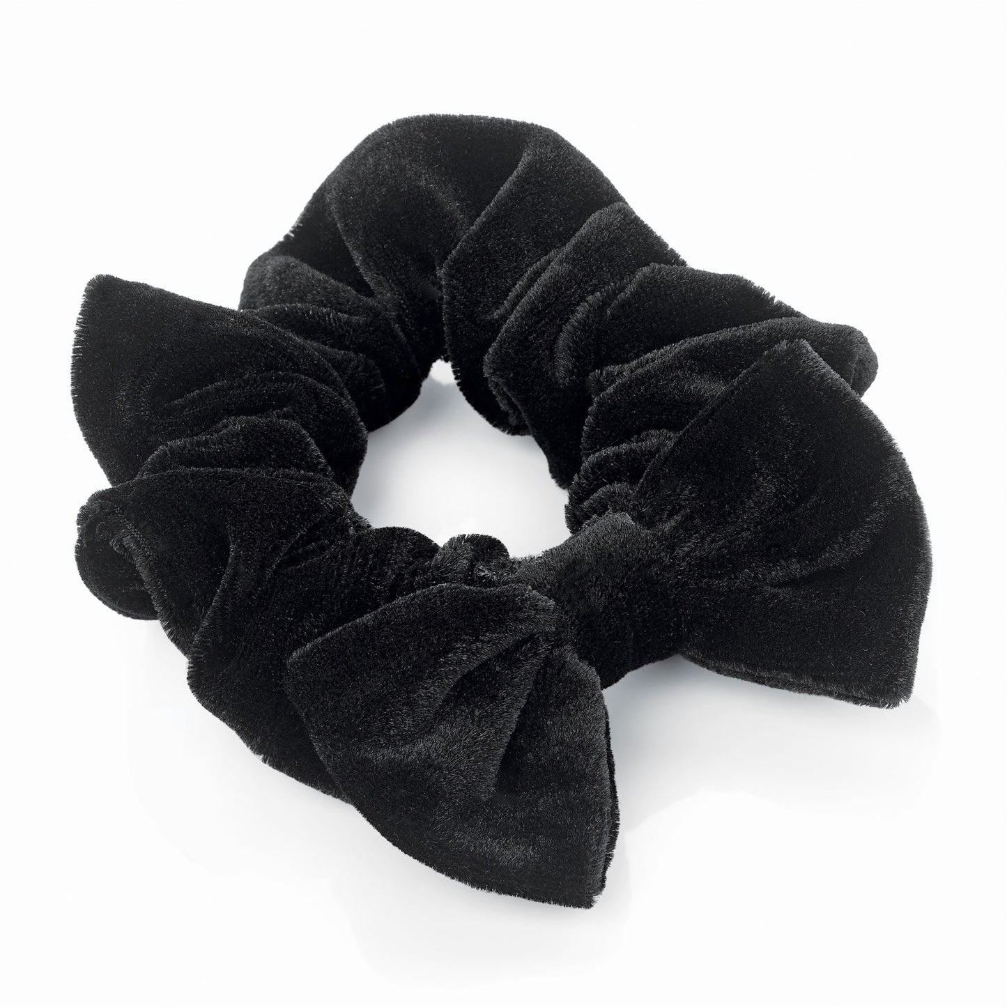 Soft Black Velvet Bow Hair Scrunchie Bobble Elastic Hair Band Accessory