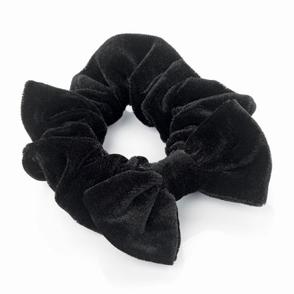 Soft Black Velvet Bow Hair Scrunchie Bobble Elastic Hair Band Accessory
