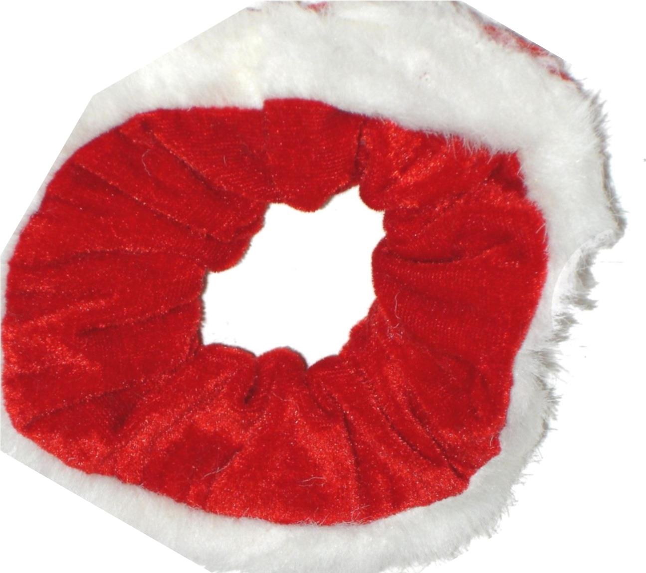 Red White Christmas Velvet Fur Scrunchie Hair Bobble Elastic Xmas