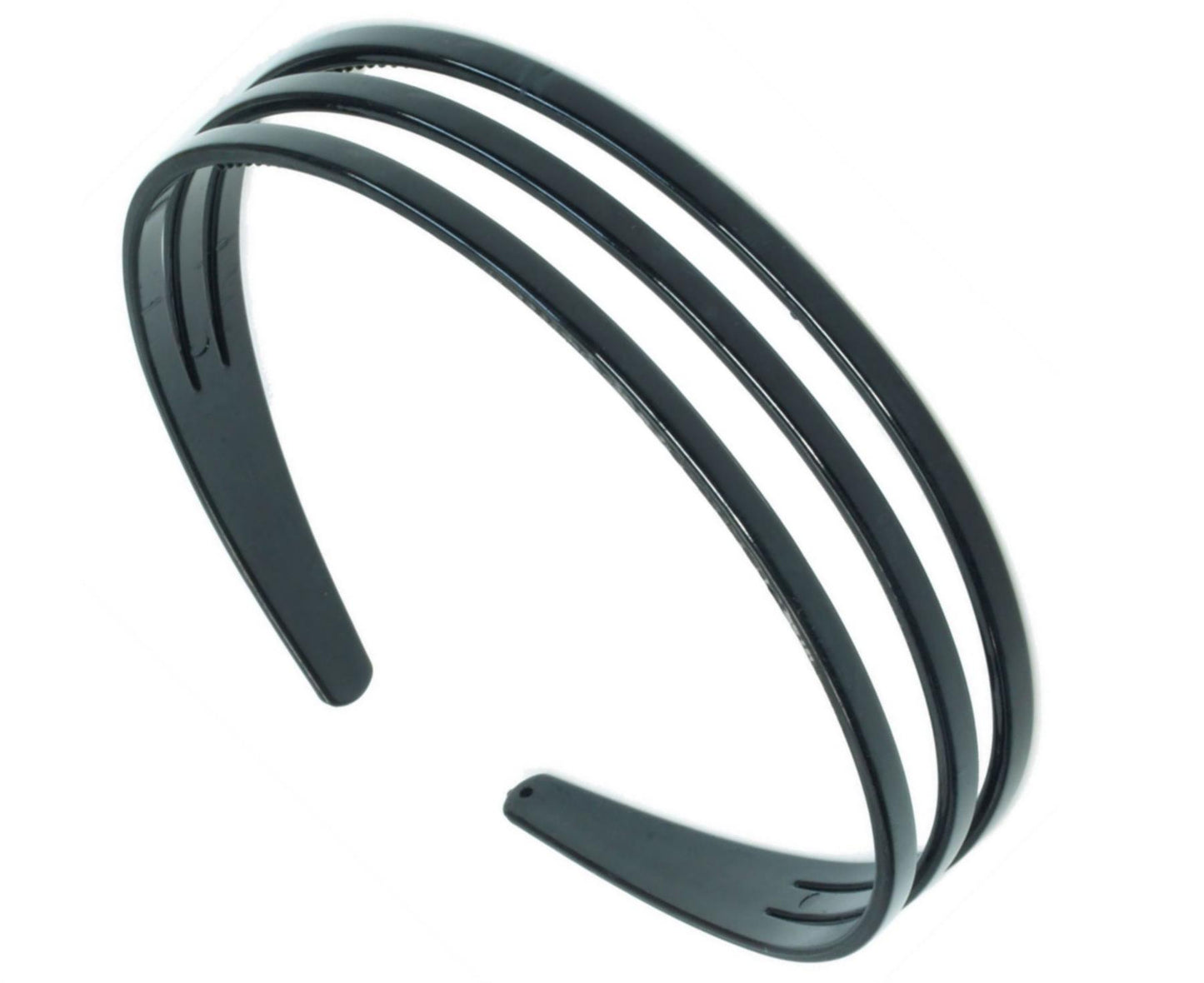 Black Triple 3 Row Plastic Alice Band Hair Band Headband With Grip