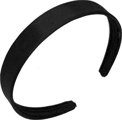 2cm Black Satin Covered Plastic Alice Band Hair Band Headband No Teeth