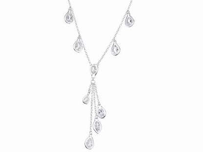 Silver Cubic Zirconia Drop Necklace Fashion Jewellery Ladies Women