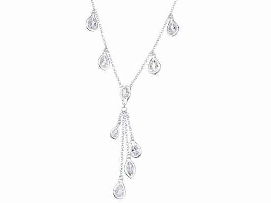 Silver Cubic Zirconia Drop Necklace Fashion Jewellery Ladies Women