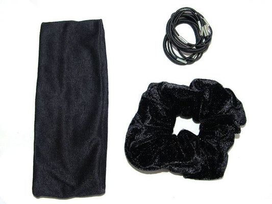 Black Velvet Hair Set Hair Scrunchie Hair Bobble Elastic Band Work School