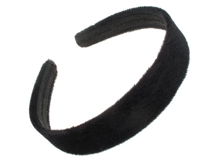 2.5cm Black Short Pile Velvet Alice Band Hair Band Headband No Teeth