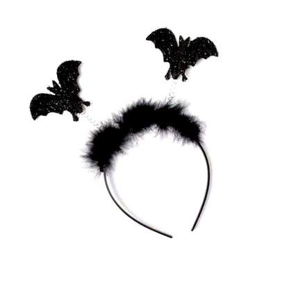 Halloween Black Glitter Bat Headband Boppers Fancy Dress Alice Hair Band