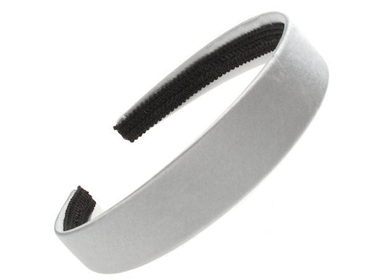 2.5cm (1") Silver Satin Covered Plastic Alice Hair Band Headband No Teeth