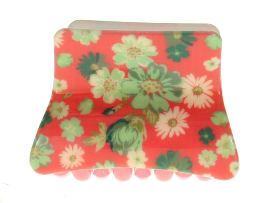 4cm Small Red Ditsy Daisy Acrylic Plastic Hair Claw Clip Clamp Bulldog Clip