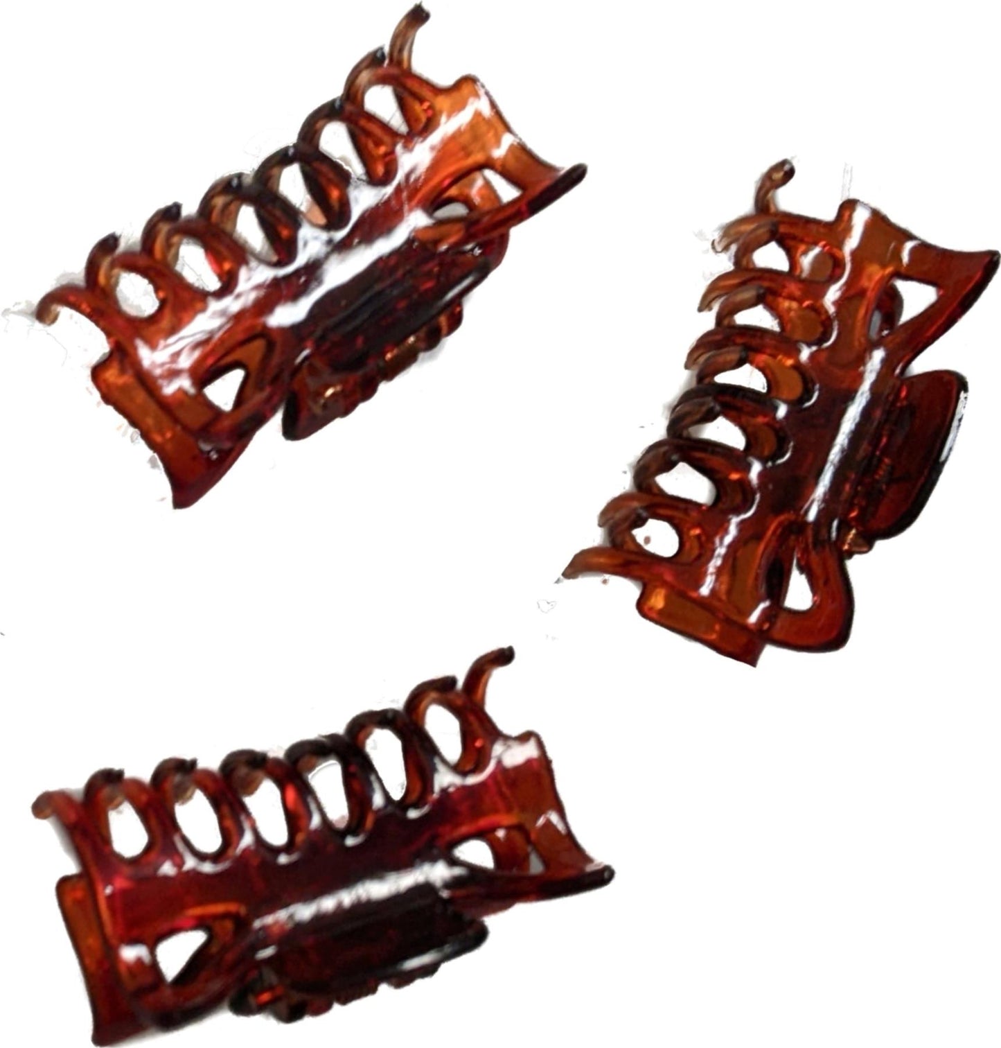 3 Small Mini 4cm Tort Brown Plastic Hair Claws Clips Clamps Jaw Clips