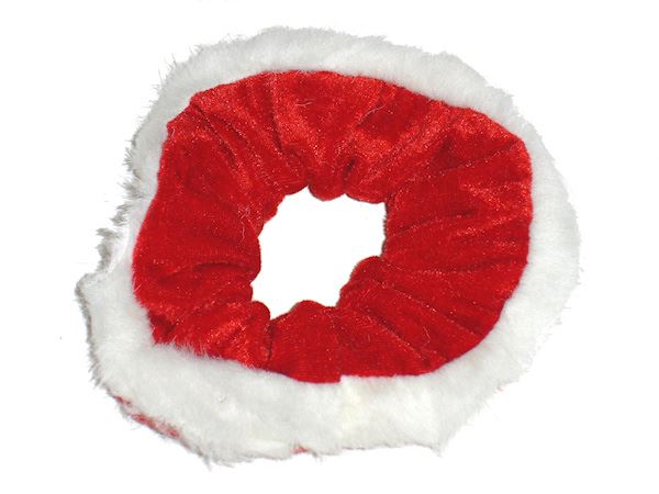 Red White Christmas Velvet Fur Scrunchie Hair Bobble Elastic Xmas