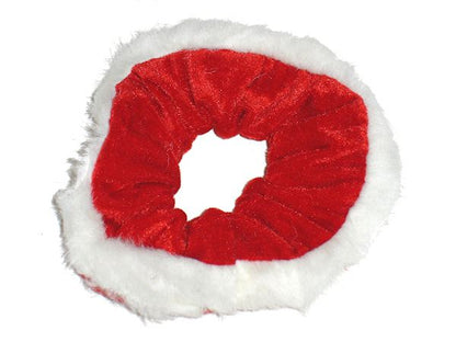 Red White Christmas Velvet Fur Scrunchie Hair Bobble Elastic Xmas