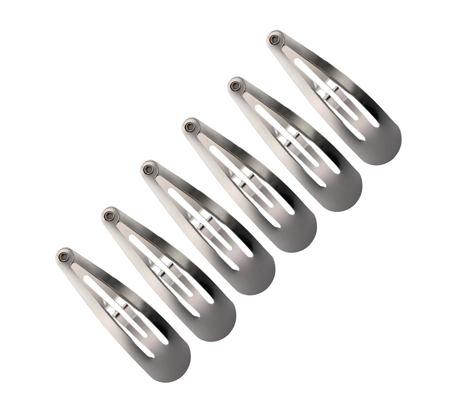5cm Plain Silver Metal Sleepies Snap Clips Hair Clips Slides School Work