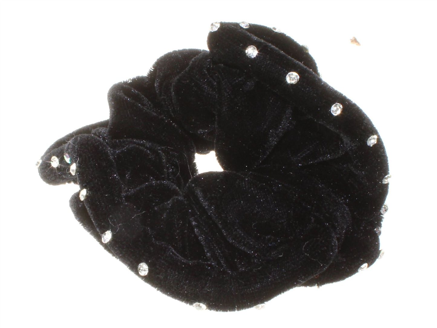 Crystal Edge Black Velvet Hair Scrunchie Bobble Elastic Band Work Gym