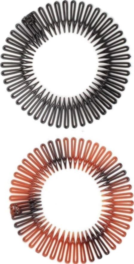 Brown Black Plastic Zig Zag Sport Stretch Headband Flexi Hair Comb Band Gym