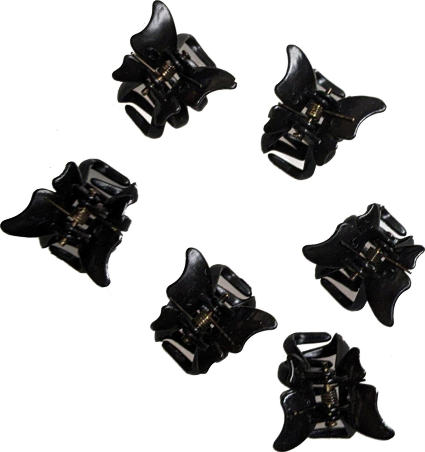Pack of 6 Small Mini 2cm Black Plastic Butterfly Hair Claws Clips Clamps