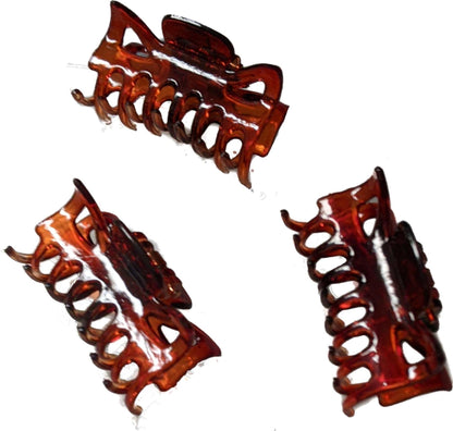 3 Small Mini 4cm Tort Brown Plastic Hair Claws Clips Clamps Jaw Clips