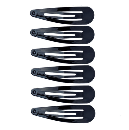 5cm Plain Black Painted Sleepies Snap Clips Hair Clips Slides School Work