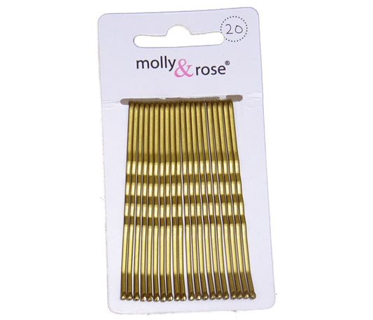 20 Golden Blonde Hair Grips Kirby Grips Hair Slides Clips Bobby Pins 6.5cm