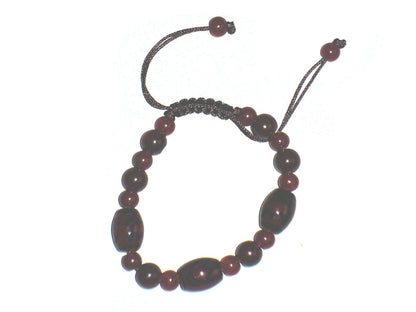 Brown Floral Print Glass Bead Sliding Cord Bracelet Bangle