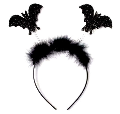 Halloween Black Glitter Bat Headband Boppers Fancy Dress Alice Hair Band