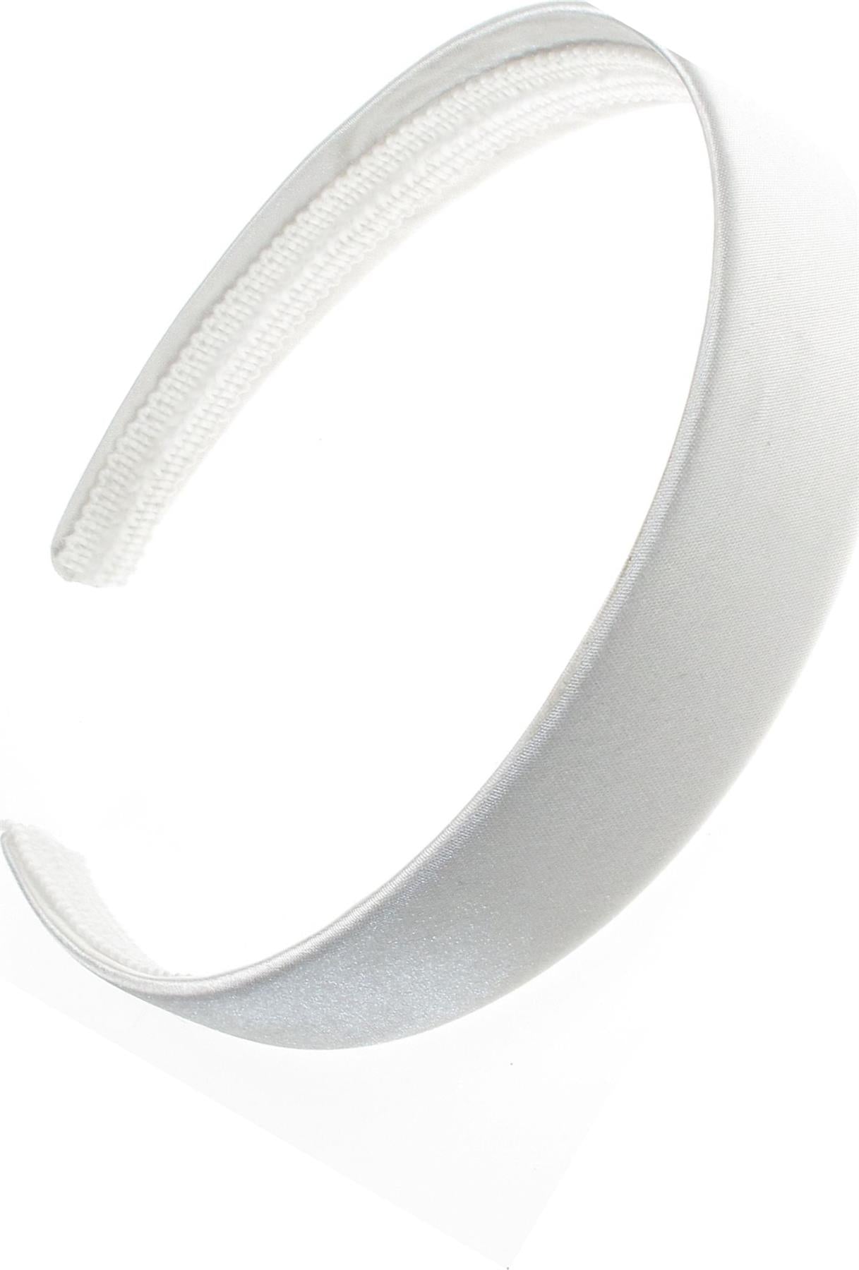 2.5cm (1") White Satin Covered Plastic Alice Hair Band Headband No Teeth