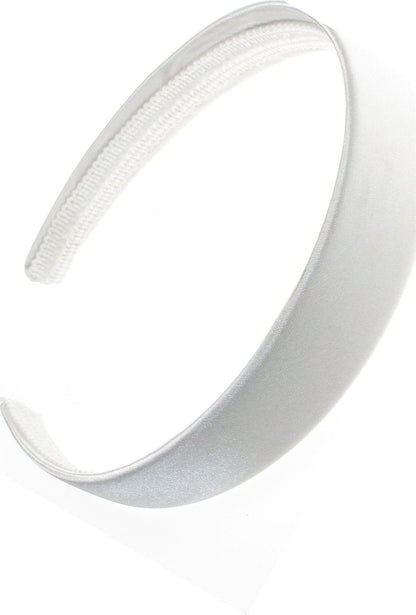 2.5cm (1") White Satin Covered Plastic Alice Hair Band Headband No Teeth