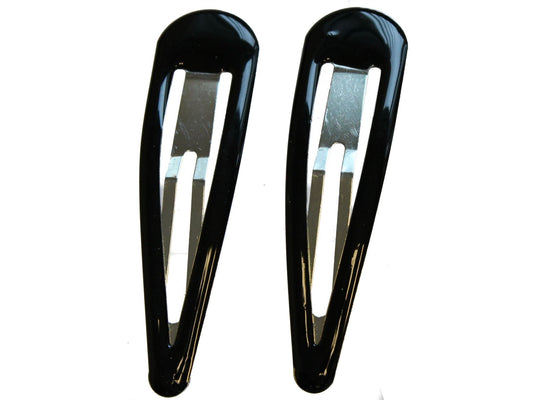 9cm Large Big Plain Black Bendies Sleepies Snap Clips Hair Clips Slides