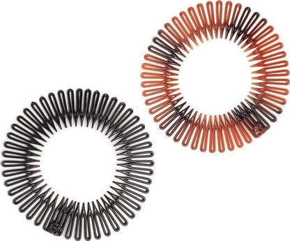 Brown Black Plastic Zig Zag Sport Stretch Headband Flexi Hair Comb Band Gym