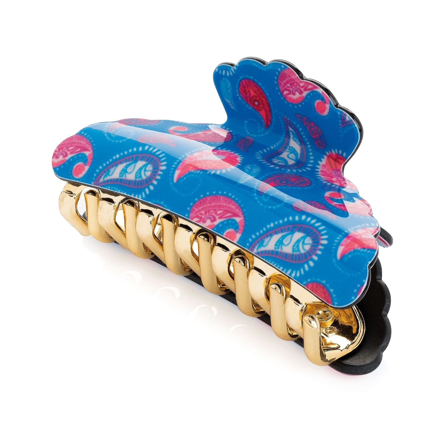 8.5cm Pretty Blue Paisley Chunky Plastic Hair Claw Clamp Hair Clip