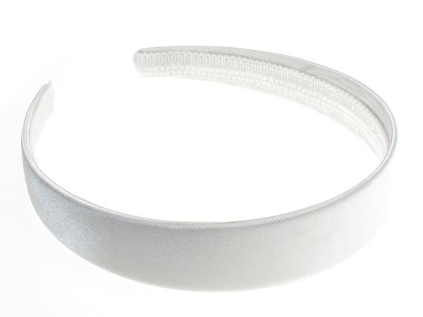 2.5cm (1") White Satin Covered Plastic Alice Hair Band Headband No Teeth