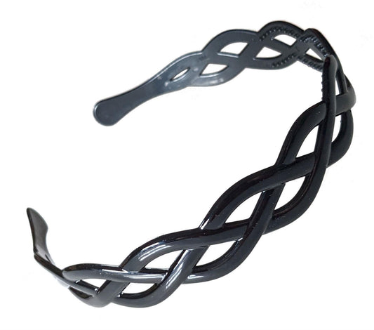 Black Weave Plastic Grip Teeth Alice Band Hair Band Headband