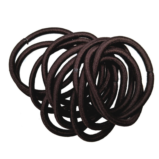 12 Chocolate Brown Snag-Free Hair Elastic Bobbles
