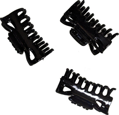 Pack of 3 Small Mini 4cm Black Plastic Hair Claws Clips Clamps Jaw Clips