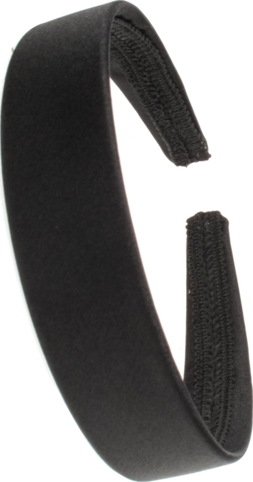 2.5cm (1") Black Satin Covered Plastic Alice Hair Band Headband No Teeth