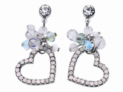 Crystal Cluster Heart Drop Earrings Womens Ladies Girls