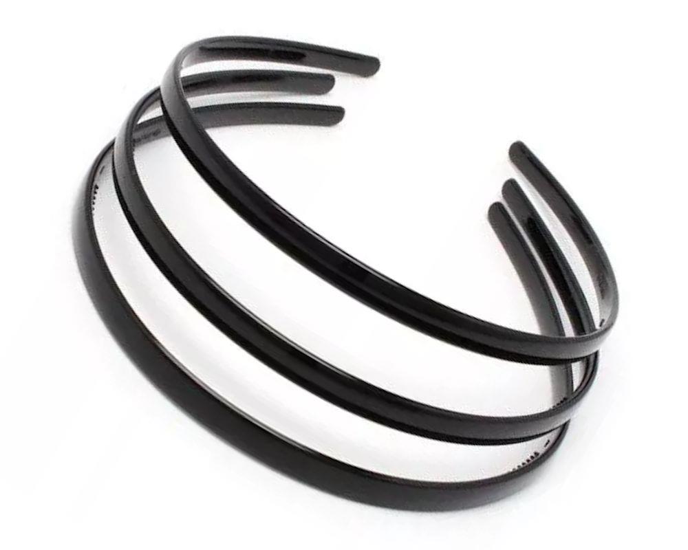 1cm Wide Black Narrow Thin Slim Plastic Alice Hair Bands Headband With Grip