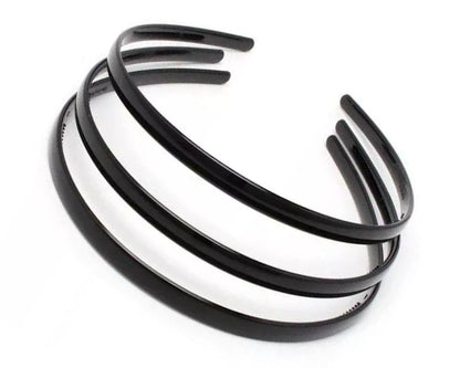 1cm Wide Black Narrow Thin Slim Plastic Alice Hair Bands Headband With Grip