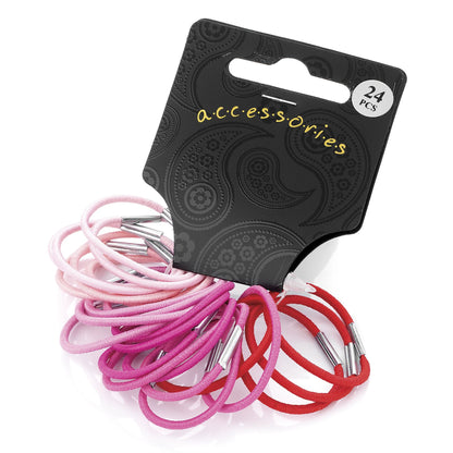 24 Small Thin Mini Pink Hair Elastic Hair Bobbles Hairbands School