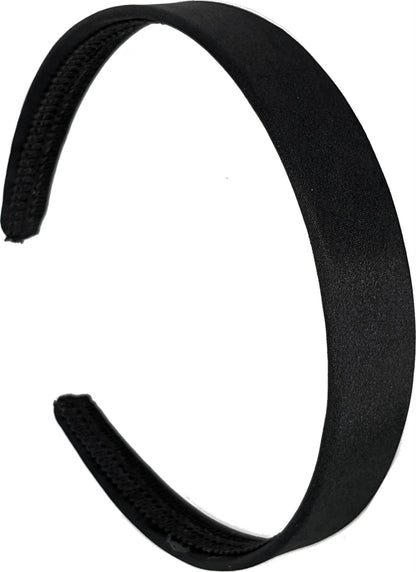 2cm Black Satin Covered Plastic Alice Band Hair Band Headband No Teeth