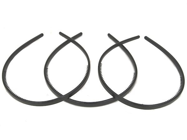 1cm Wide Black Narrow Thin Slim Plastic Alice Hair Bands Headband With Grip