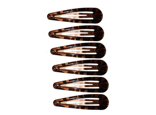 5cm Tort Brown Bendies Sleepies Snap Clips Hair Clips Slides School Colours