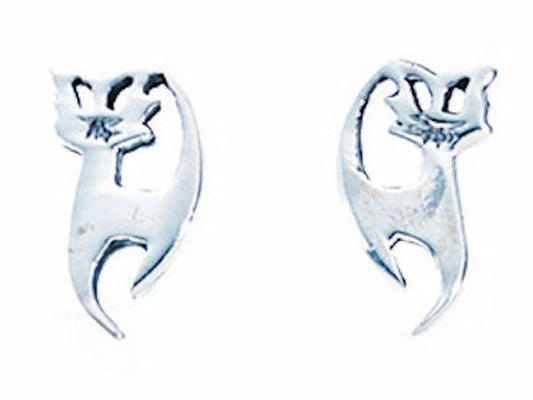 Contemporary Cat Stud Earrings Ladies Women Jewellery