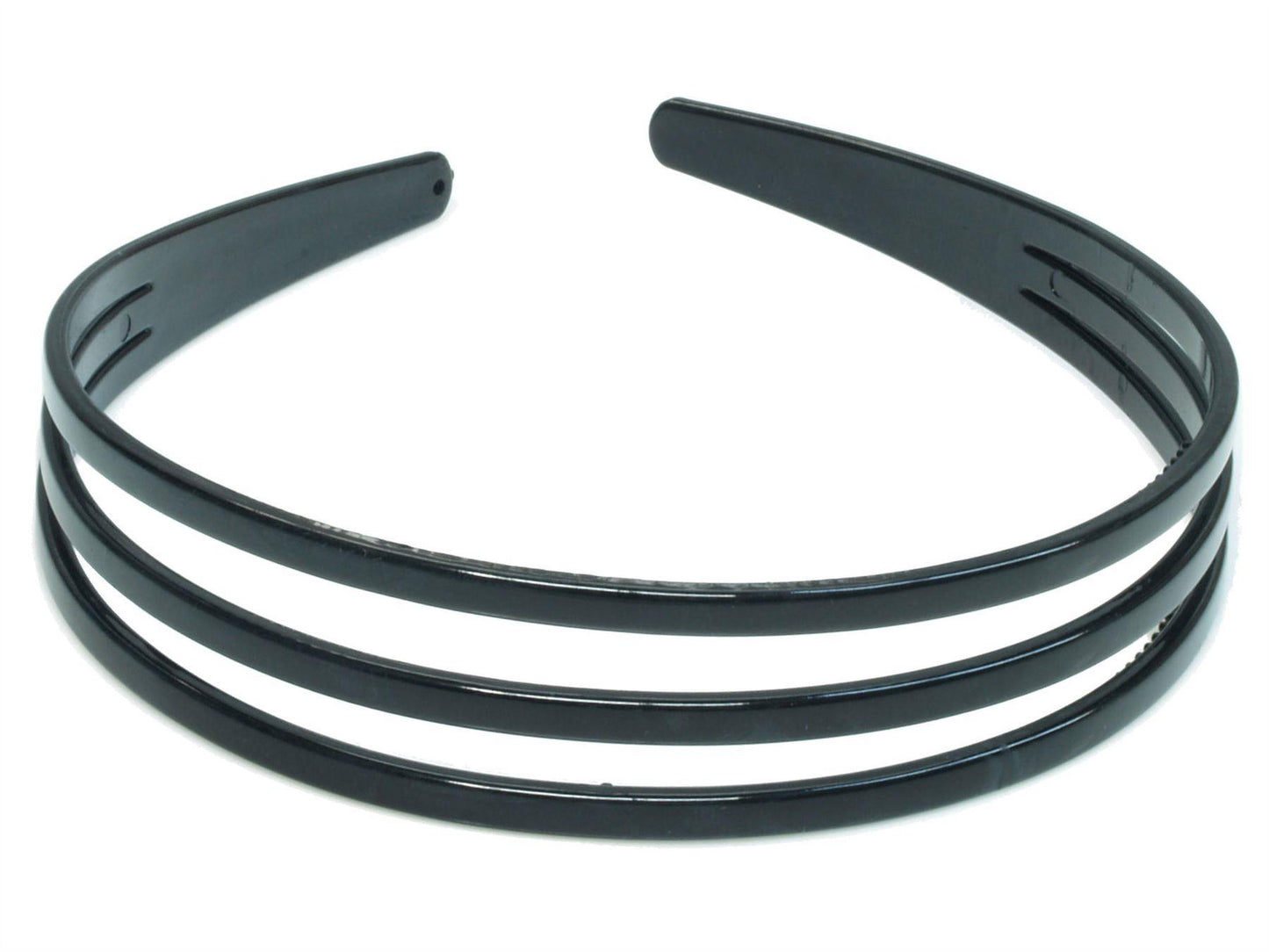 Black Triple 3 Row Plastic Alice Band Hair Band Headband With Grip