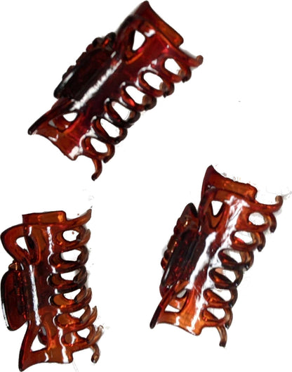 3 Small Mini 4cm Tort Brown Plastic Hair Claws Clips Clamps Jaw Clips