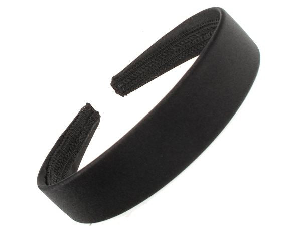 2.5cm (1") Black Satin Covered Plastic Alice Hair Band Headband No Teeth