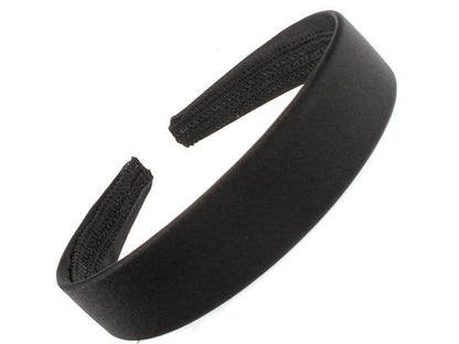 2.5cm (1") Black Satin Covered Plastic Alice Hair Band Headband No Teeth