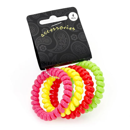 Neon Telephone Coil Plastic Elastic Scrunchie Hair Bobbles Ponytail Bands