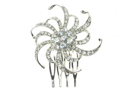 Crystal Swirl Hair Comb Slide Grip